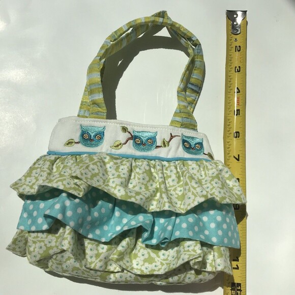 Sassy Pet Saks by Douglas - Ruffled Blue/Green Owl Purse & Notepad - Picture 8 of 11